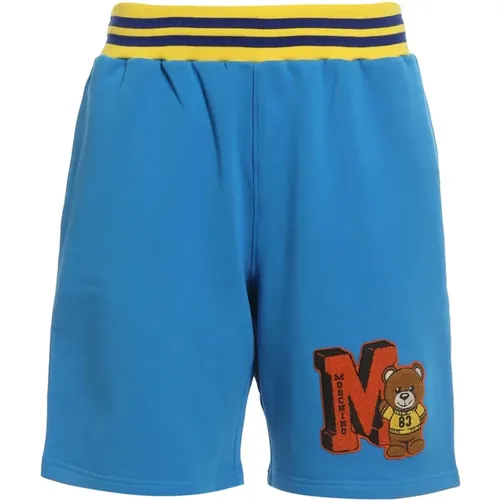 Bären-Patch Baumwoll-Track-Shorts , Herren, Größe: L - Moschino - Modalova