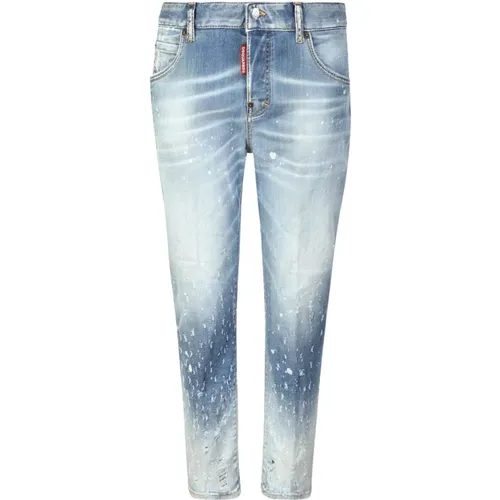 Distressed Skinny Cropped Jeans , female, Sizes: W38 - Dsquared2 - Modalova