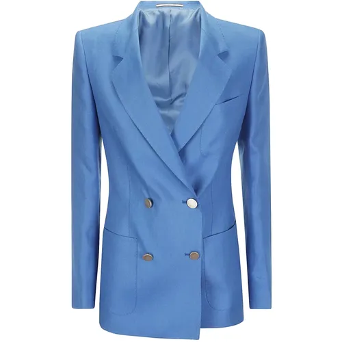 Double-Breasted Jacket with Central Split , female, Sizes: L - Tagliatore - Modalova