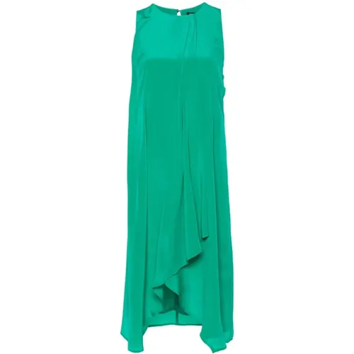 Smaragdgrünes Seidenkleid mit Ausgestelltem Saum , Damen, Größe: L - Liu Jo - Modalova