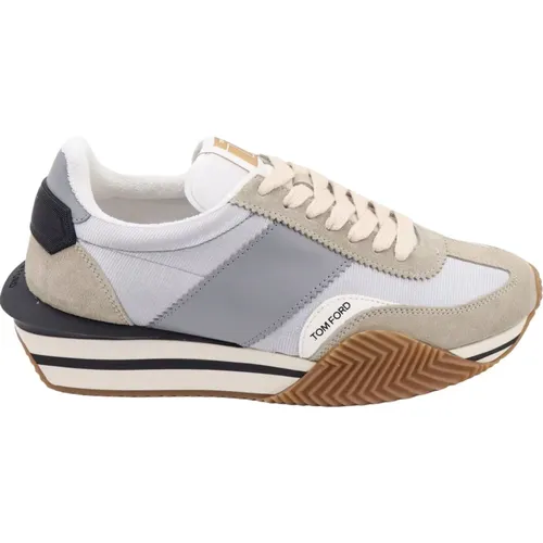 Grey Sneakers Lace-up Leather Made in Italy , male, Sizes: 10 UK - Tom Ford - Modalova