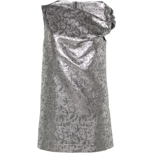 Silber Brokat Effekt Kleid , Damen, Größe: S - MSGM - Modalova