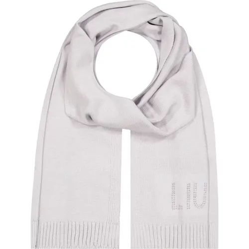 Pearl Grey Knitted Scarf with Stud Logo , female, Sizes: ONE SIZE - Liu Jo - Modalova