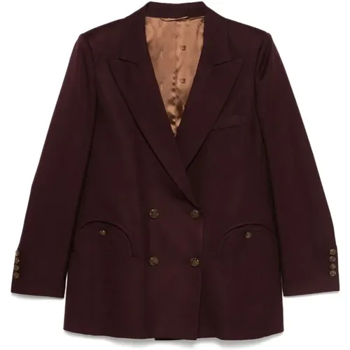 Blazers, female, , Size: S Aubergine Double-Breasted Jacket with Button Fastening - Blazé Milano - Modalova