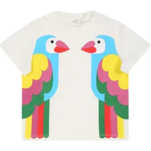 Kinder Weißes Papageien-Print T-Shirt - Stella Mccartney - Modalova