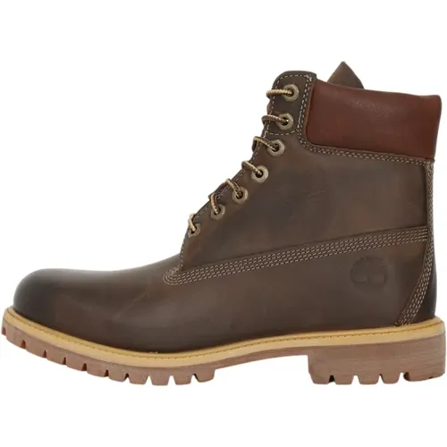 Braune Wasserdichte Lederstiefel , Herren, Größe: 47 1/2 EU - Timberland - Modalova