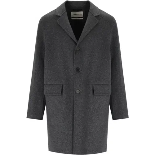 AMARÁNTO, Single-Breasted Coats, male, , Size: 2XL Grey Wool Cashmere Coat - Amaránto - Modalova