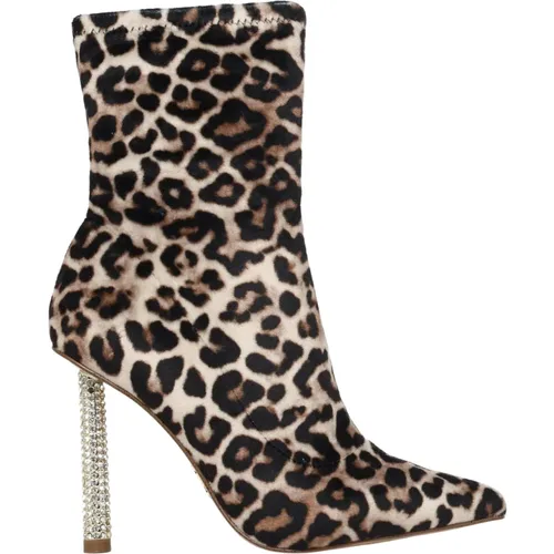 Heeled Boots, female, , Size: 6 1/2 US Leopard Suede Ankle Boot - Steve Madden - Modalova