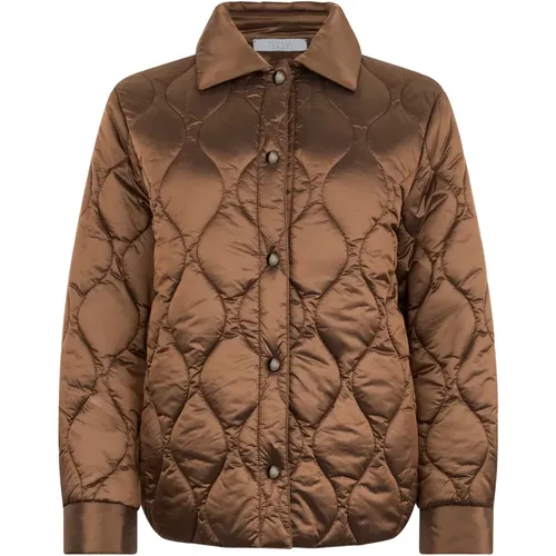 Light Jackets, female, , Size: 2XL Bronze colored jacket with an elegant design - PESERICO - Modalova