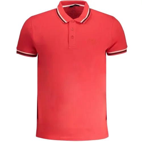 Rotes Baumwoll-Poloshirt mit Kurzen Ärmeln , Herren, Größe: L - Cavalli Class - Modalova