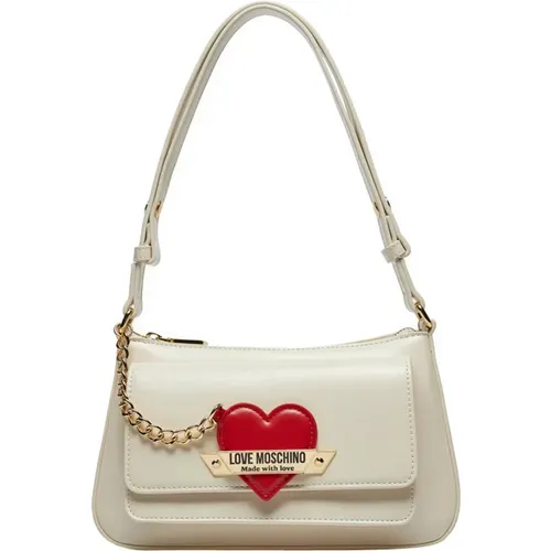 Shoulder Bags, female, , Size: ONE SIZE Ivory Shoulder Bag for Modern Women - Love Moschino - Modalova