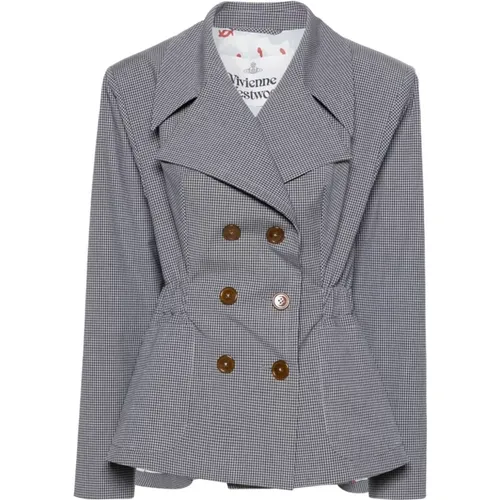 Gingham Stretch Cotton Double-Breasted Jacket , female, Sizes: XS, S - Vivienne Westwood - Modalova