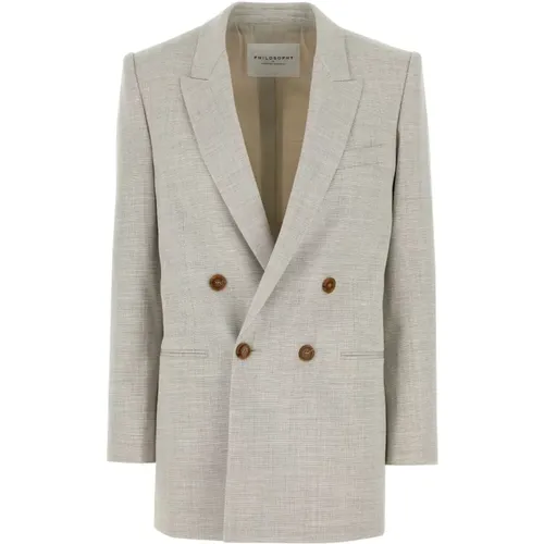 Blazers, female, , Size: XS Light Grey Wool Blend Blazer Vest - Philosophy di Lorenzo Serafini - Modalova