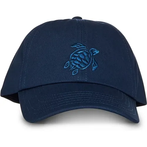 Turtle Embroidered Navy Cotton Hat , male, Sizes: ONE SIZE - Vilebrequin - Modalova