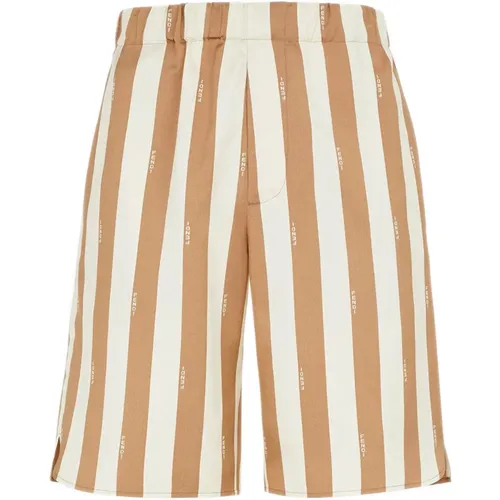 Casual Shorts, male, , Size: S Silk Bermuda Shorts with Pequin Stripes - Fendi - Modalova