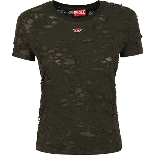 Topwear T-shirt with D patch logo , female, Sizes: S - Diesel - Modalova