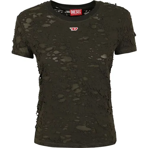 Topwear T-shirt with D patch logo , female, Sizes: S, M - Diesel - Modalova