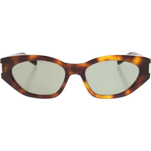 Damen Cateye Sonnenbrille in Braun Tortoise , Damen, Größe: 55 MM - Saint Laurent - Modalova