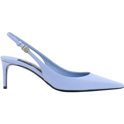 Shiny Leather Slingback Stiletto Heel , female, Sizes: 4 1/2 UK, 4 UK, 5 1/2 UK, 7 1/2 UK, 5 UK, 3 1/2 UK, 6 UK, 3 UK, 7 UK, 8 UK - Dolce & Gabbana - Modalova