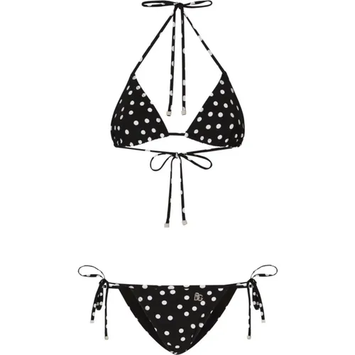 Sea Bikini with Polka Dot Print , female, Sizes: XS, S - Dolce & Gabbana - Modalova