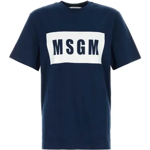 Stilvolles Navy Baumwoll T-Shirt , Herren, Größe: S - MSGM - Modalova