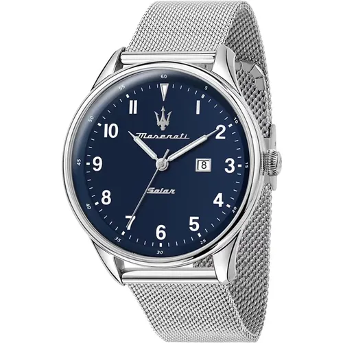 Watches, male, , Size: ONE SIZE Tradizione Solar Watch Stainless Steel Blue - Maserati - Modalova