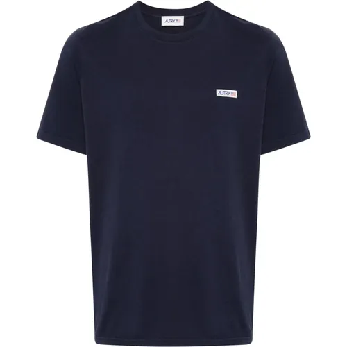 Blaue T-Shirts und Polos mit Logo-Patch , Herren, Größe: M - Autry - Modalova