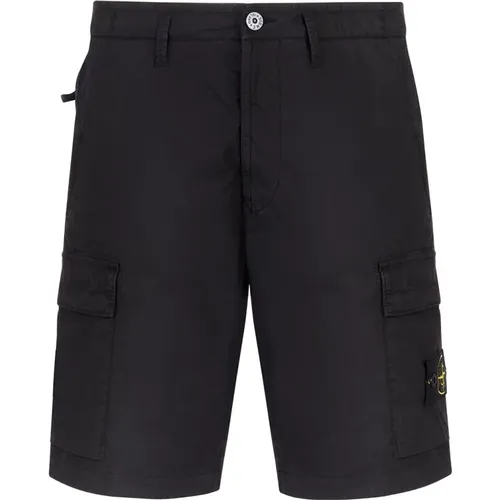 Schwarze Baumwoll-Bermuda-Shorts , Herren, Größe: W32 - Stone Island - Modalova