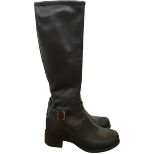 Pre-owned Leather boots , female, Sizes: 4 UK - Prada Vintage - Modalova