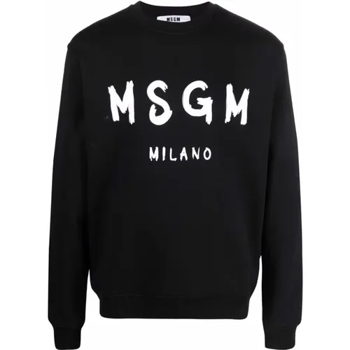 Schwarzer Sweatshirt Herrenmode , Herren, Größe: XL - Msgm - Modalova