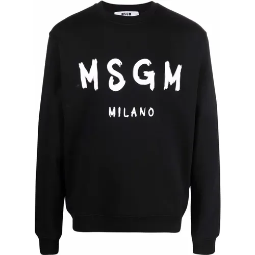 Schwarzer Sweatshirt Herrenmode , Herren, Größe: XS - MSGM - Modalova