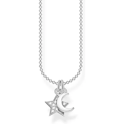 Damen Halskette Stern und Mond 925 Sterlingsilber Zirkonia silberfarben KE2068-051-14-L45v - Thomas Sabo - Modalova