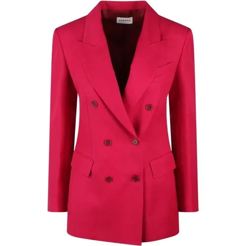 Blazers, female, , Size: M Double-Breasted Linen Blazer - P.a.r.o.s.h. - Modalova