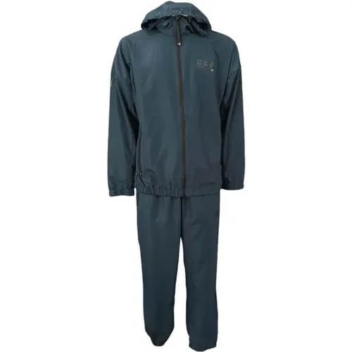 Training Sets, male, , Size: L Hooded Tracksuit with Front Logo - Emporio Armani EA7 - Modalova