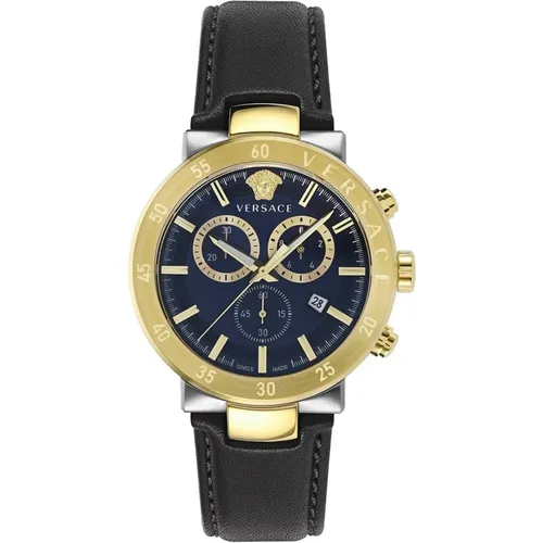 Chronograph Urban Mystique Leather Watch , male, Sizes: ONE SIZE - Versace - Modalova