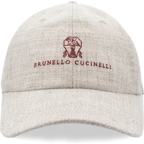 Caps, male, , Size: L Summer Baseball Hat with Embroidered Logo - BRUNELLO CUCINELLI - Modalova