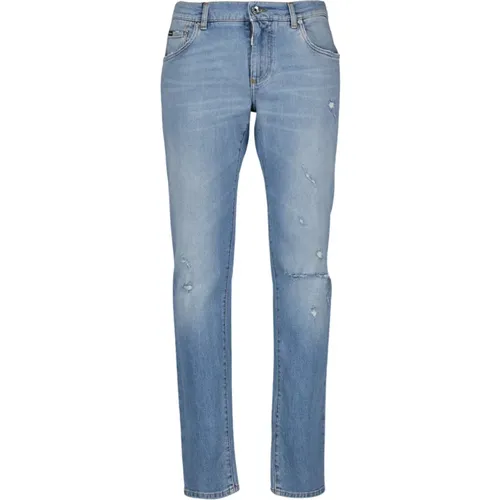 Verwaschene Straight Leg Jeans , Herren, Größe: M - Dolce & Gabbana - Modalova