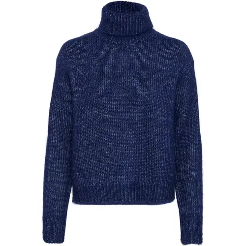 Blau Melange Strickpullover , Damen, Größe: M - Kaffe - Modalova