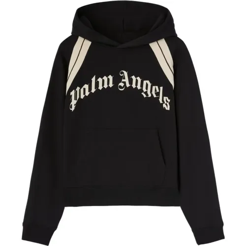 Hoodies, male, , Size: S Logo Print Hooded Sweater - Palm Angels - Modalova