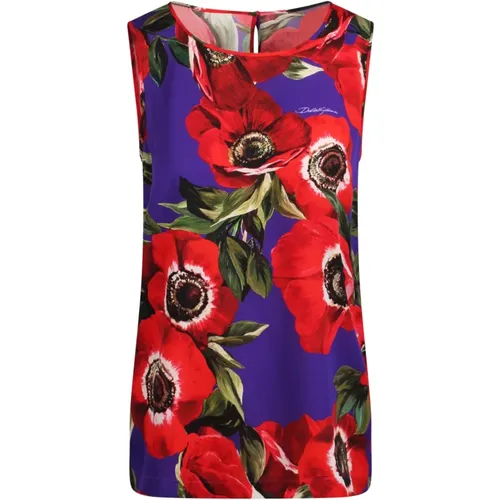 Mohnblumenmuster Seiden Tank Top - Dolce & Gabbana - Modalova