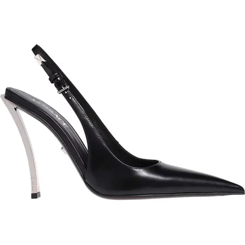 Metallic Heel Slingback Pumps , Damen, Größe: 38 EU - Versace - Modalova