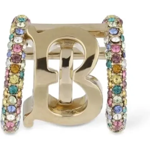 Earrings, female, , Size: ONE SIZE Pave Logo Earcuff Light Gold/Multicolor - Burberry - Modalova