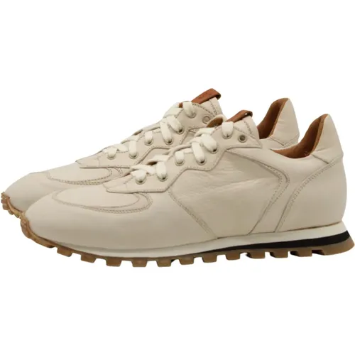 Zefiro Sneaker Ivory Leather Profiled Sole , female, Sizes: 4 UK, 6 UK - Elia Maurizi - Modalova