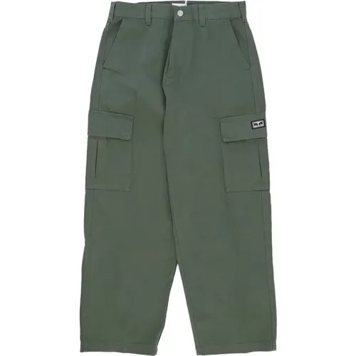 Wide Trousers, male, , Size: W36 Baggy Twill Cargo Pants Laurel Wreath - Obey - Modalova