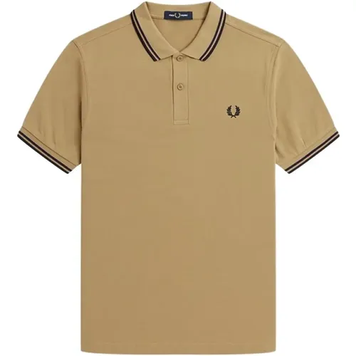 Polo Shirts, male, , Size: S Cotton Polo Shirt with Double Stripe - Fred Perry - Modalova