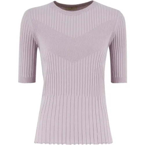 Silk and Cotton Blend Crew Neck Sweater , female, Sizes: XS, M - Panicale - Modalova