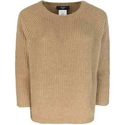 Brauner Rundhalsausschnitt Pullover Mohair-Mix , Damen, Größe: M - Max Mara - Modalova