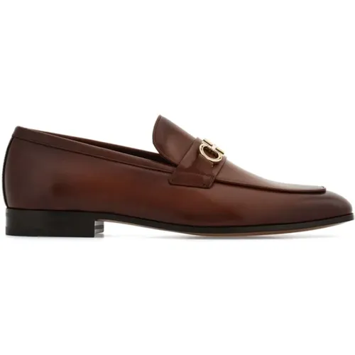 Loafers, male, , Size: 6 US Dark Leather Moccasin Shoes - Salvatore Ferragamo - Modalova