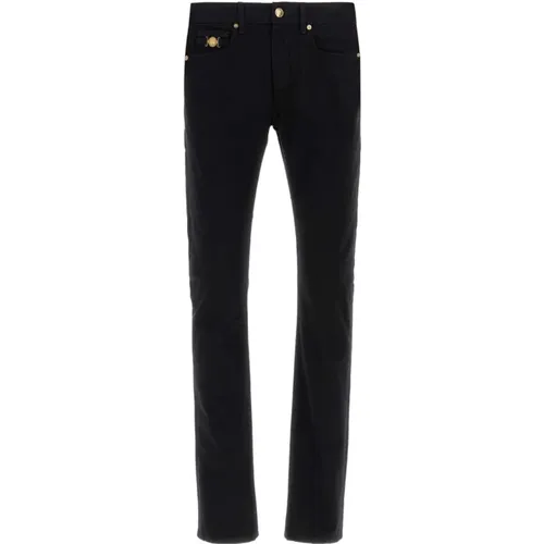 Slim-fit Jeans, male, , Size: W31 Stretch Denim Jeans - Versace - Modalova