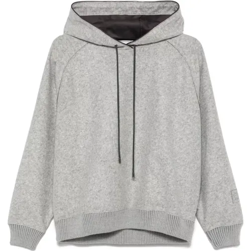 Hoodies, female, , Size: L Grey Sweater with Hood and Ribbed Details - Iceberg - Modalova